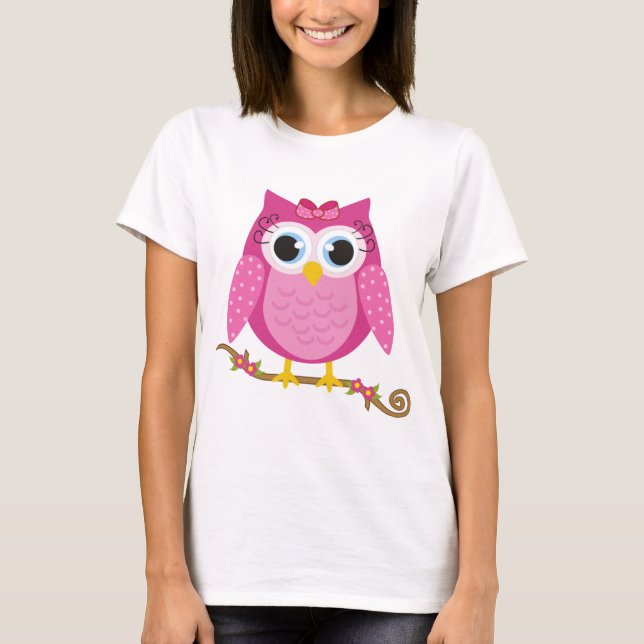 T-shirt Cadeaux roses de conception de hibou (Devant)