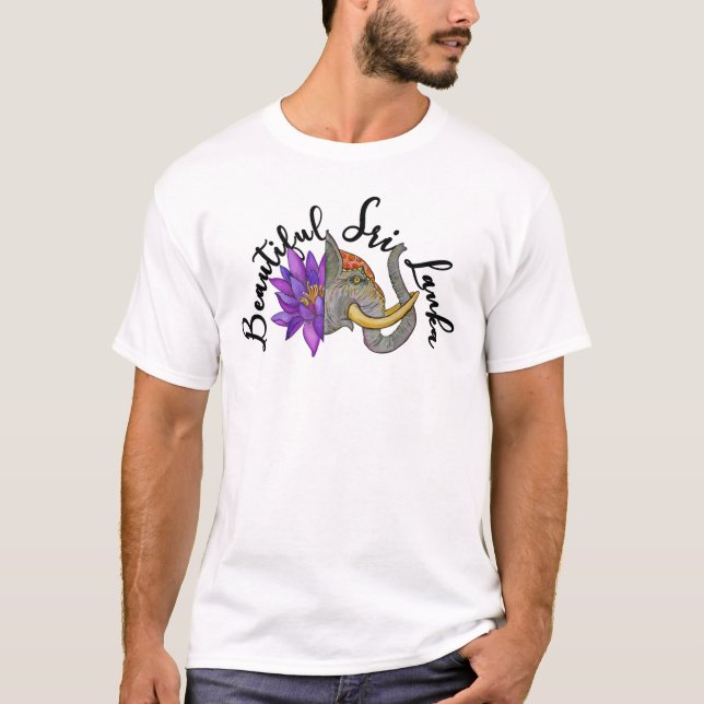 T-shirt Cadeaux sri lankais avec éléphant et lotus (Devant)