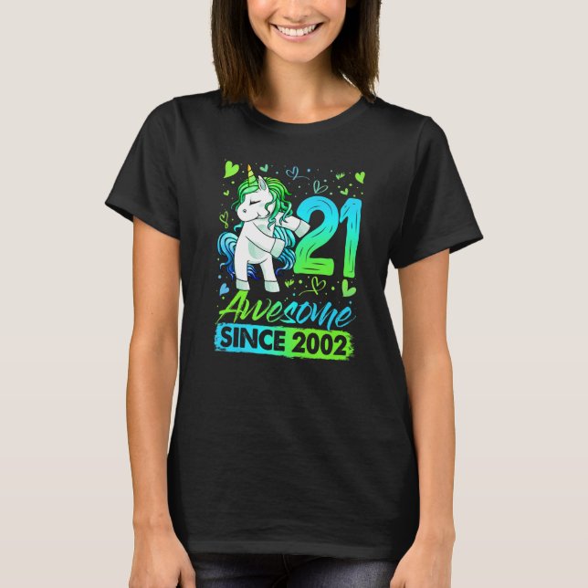 T-shirt Cadeaux Unicorne Flossing 21 Ans 21e Anniversaire (Devant)
