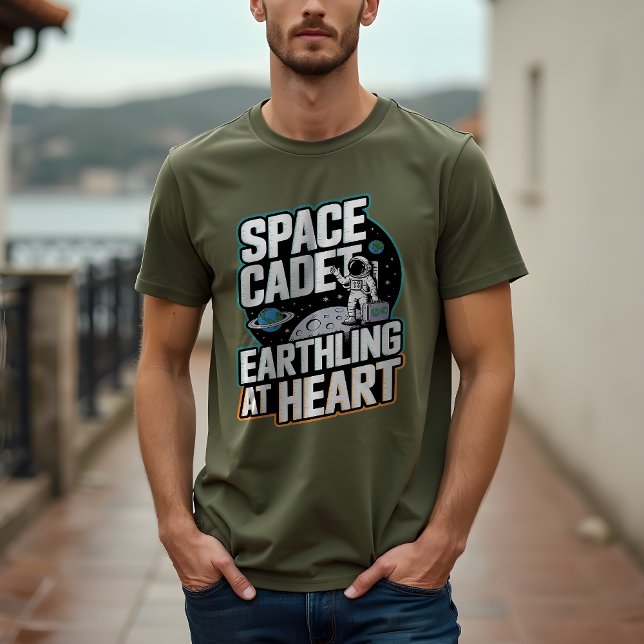 T-shirt Cadet spatial, Terre au coeur : astronaute cosmiqu (Créateur téléchargé)