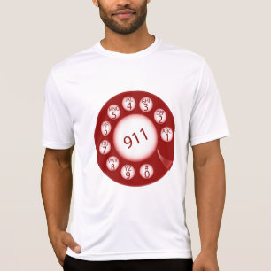 T-shirt Cadran de téléphone rotatif rouge numéro d'urgence