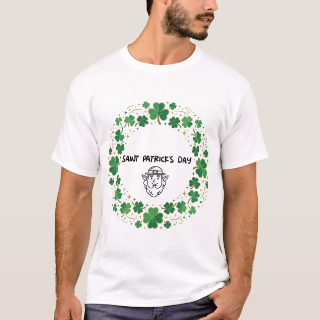T-shirt Cadre chanceux Trèfle Design de la Saint-Patrick (Devant)