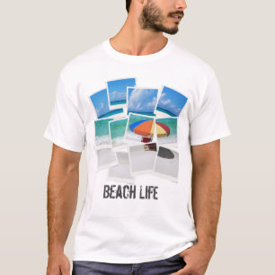 T-shirt Cadre de collage de parasol de plage de vie cool