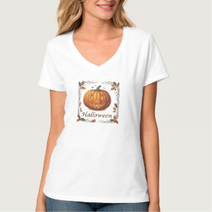 T-shirt Cadre de feuille d'automne de citrouille de Hallow