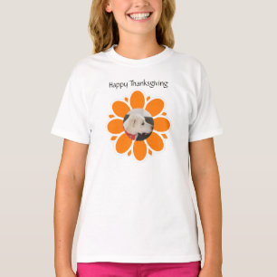 T-shirt Cadre de fleurs orange mignonne pour les filles ph