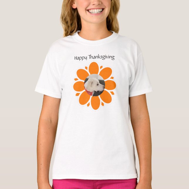 T-shirt Cadre de fleurs orange mignonne pour les filles ph (Devant)