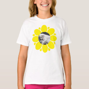 T-shirt Cadre Fleur Jaune Très Lumineux pour Animaux