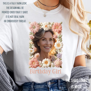 T-shirt Cadre floral personnalisé pour anniversaire 