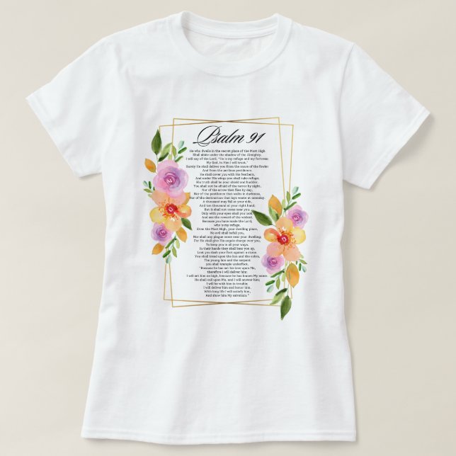 T-shirt Cadre géométrique floral Psalm 91 (Design devant)