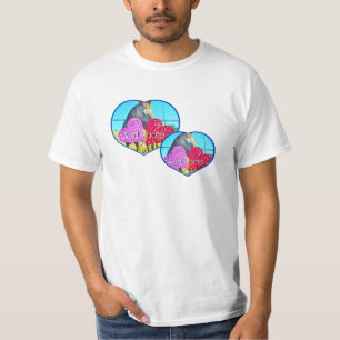 T-shirt Cadre photo deux coeurs personnalisé amour moderne