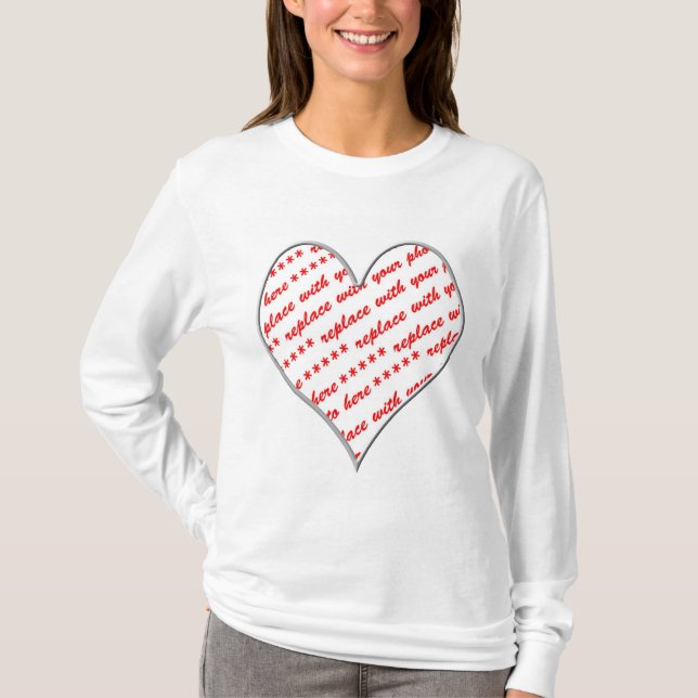 T-shirt Cadre photo en forme de coeur blanc (Devant)