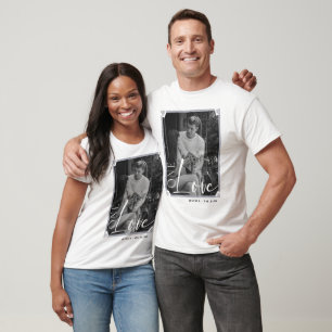 T-shirt Cadre photo et texte personnalisé en couple