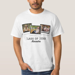 T-shirt Cadres 3 photos personnalisées Graduation rustique
