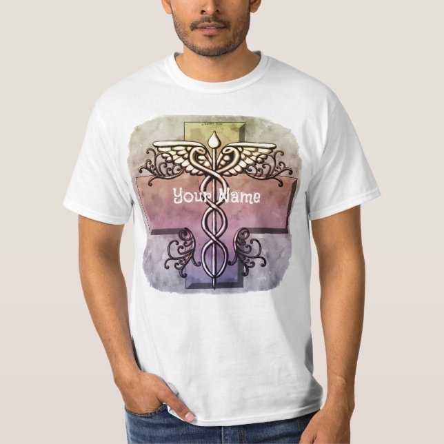 T-shirt Caducée à croix pastel (Devant)