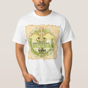 T-shirt Caducée d'infirmière néonatale en néon jaune or