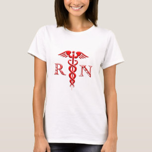 T-shirt Caduceus Infirmière inscrite Rouge sur blanc