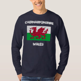 T-shirt Caernarfonshire, Pays de Galles avec drapeau gallo