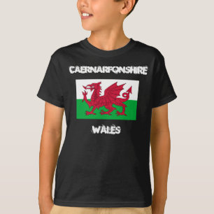 T-shirt Caernarfonshire, Pays de Galles avec drapeau gallo