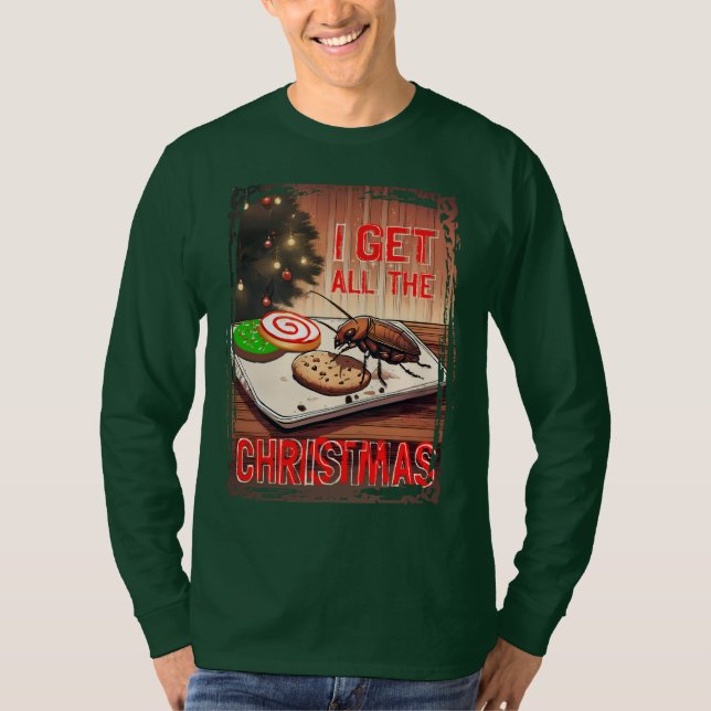 T-shirt Cafard de Noël mangeant des cookies avec un pull m (Devant)