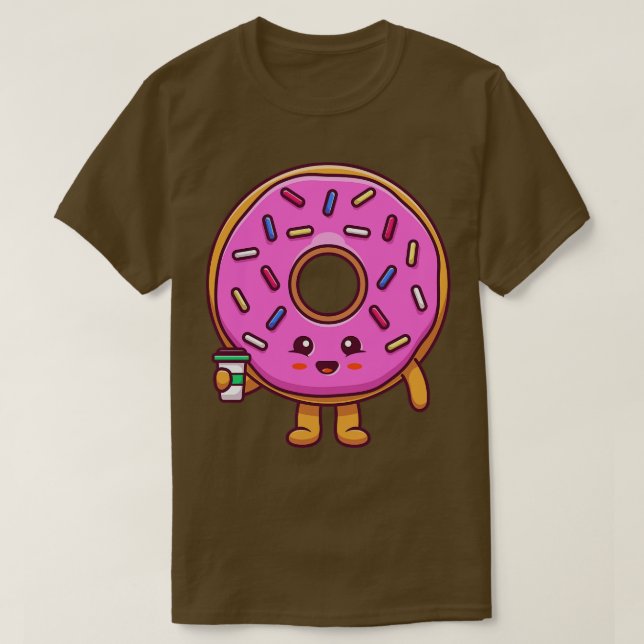 T-shirt Café à base de beignes mignonnes (Design devant)