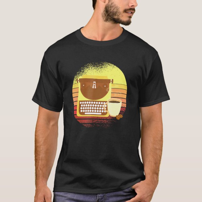 T-shirt Café à machine à écrire classique (Devant)