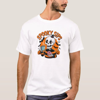 T-shirt Café amateur de la saison effrayante squelette