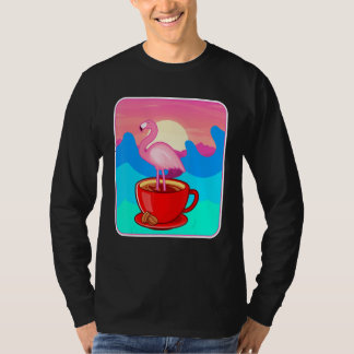 T-shirt Café Amoureux du Flamant rose amusant Coucher de s