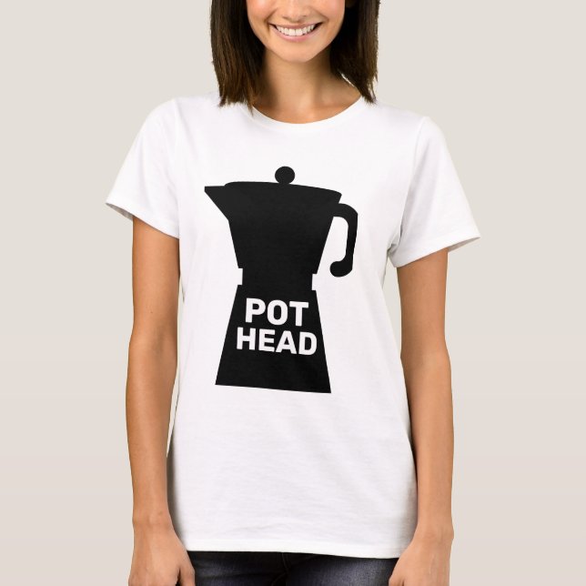 T-SHIRT CAFÉ AMUSANT EN TÊTE POT (Devant)
