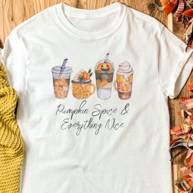 T-shirt Café au Curry de Citrouille Automne (Pumpkin Spice and Everything Nice Halloween Shirt)