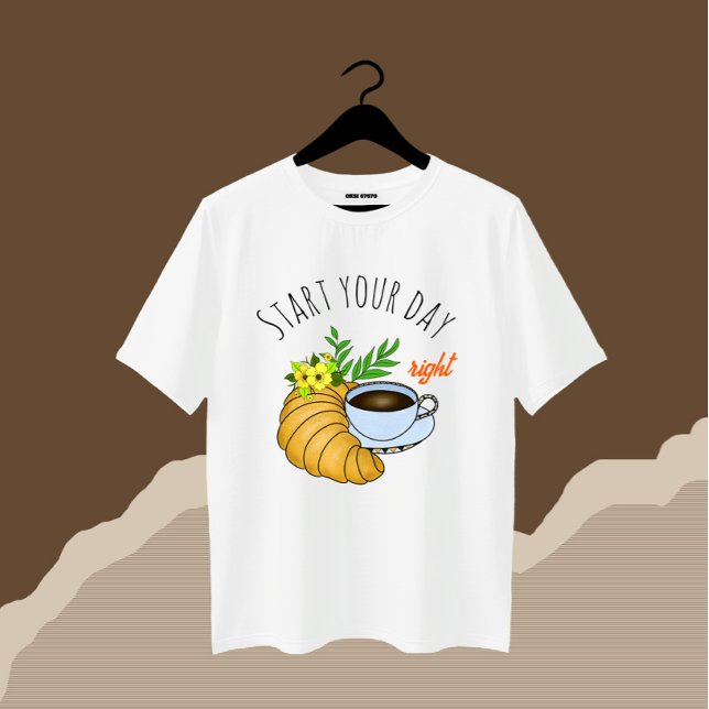T-shirt Café avec croissant (Créateur téléchargé)