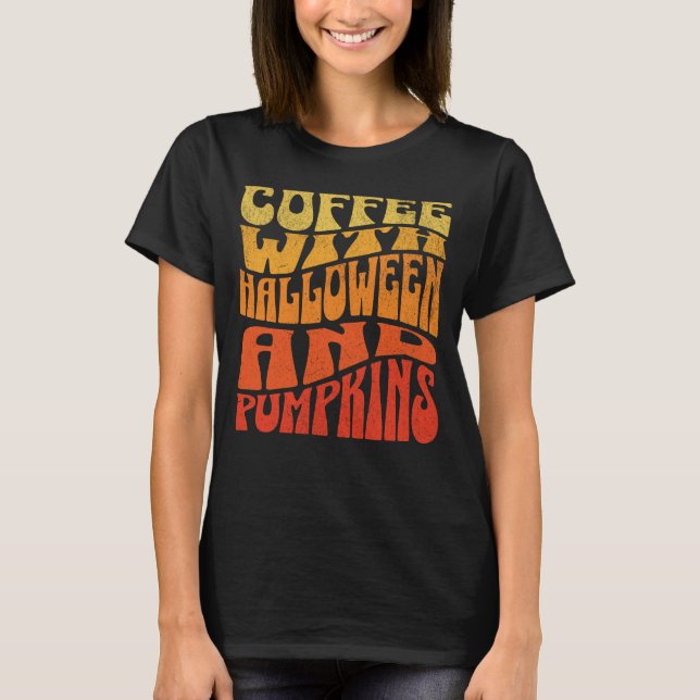 T-shirt Café avec Halloween et Citrouille (Devant)