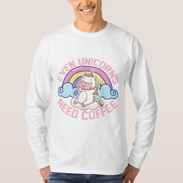 T-shirt Café avec licorne (Devant)