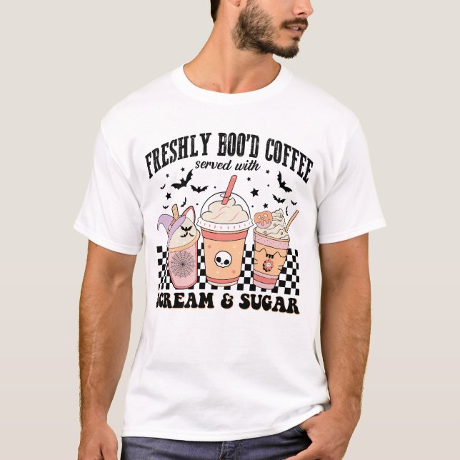 T-shirt Café Boo’d Fraîchement Servi Avec Cri Et Sucre (Devant)