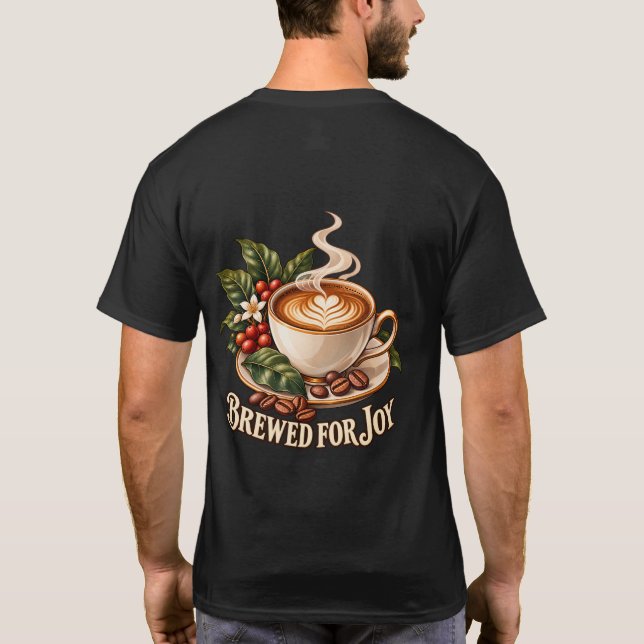 T-shirt Café botanique 'Brewed for Joy' impression au dos (Dos)
