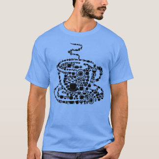 T-shirt Café brassé vapeur Java Photo Mosaic Cup Sau