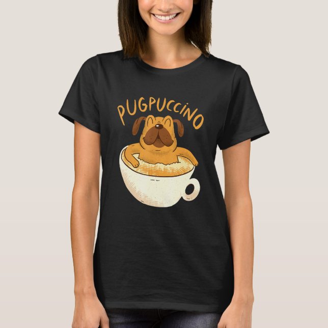 T-shirt Café Cappuccino Pug (Devant)