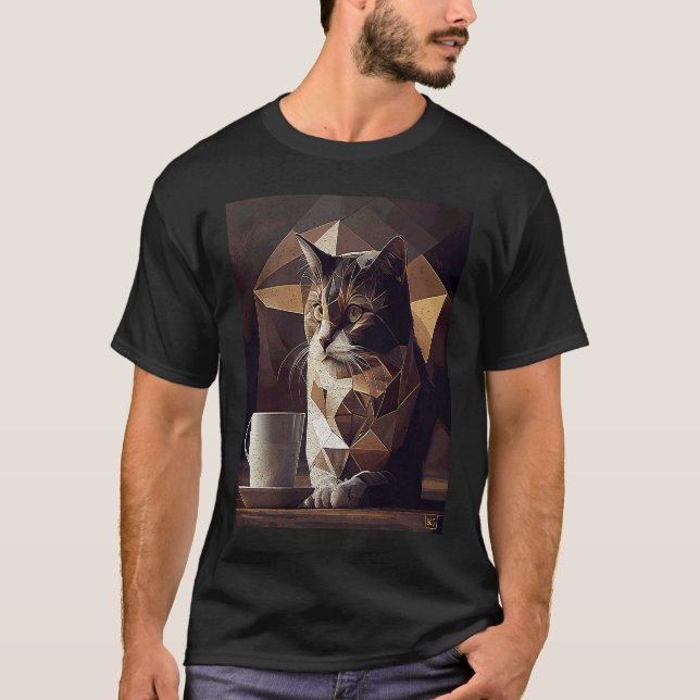 T-shirt Café Cat Géométrique (Devant)