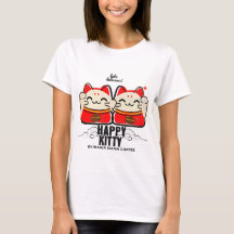 T-shirt Café Chat Heureux Graphique