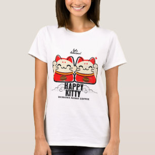 T-shirt Café Chat Heureux Graphique 