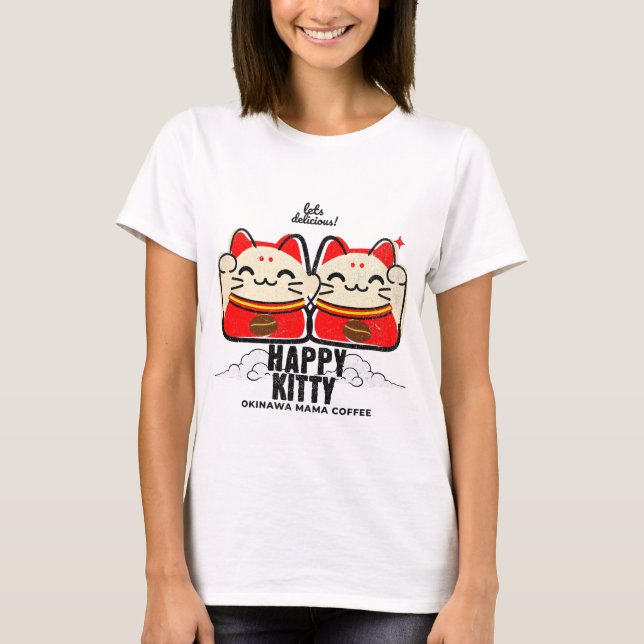 T-shirt Café Chat Heureux Graphique  (Devant)