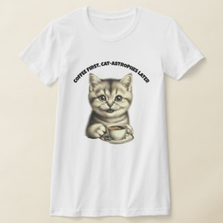 T-shirt Café Chat Mignon  Tee pour Amoureux des Ch