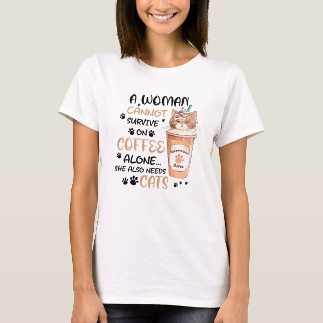 T-shirt Café & Chats - Cute Kawaii Art (Devant)