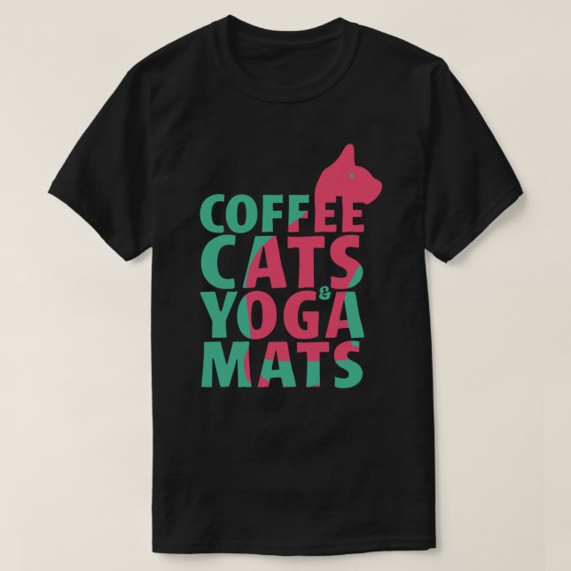 T-shirt Café, Chats, Tapis de Yoga (Design devant)