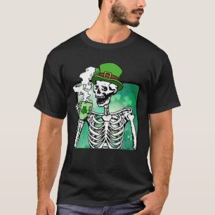 T-shirt Café chaud Squelette Jour de la Saint Patrick Luck