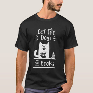 T-shirt Café Chiens Et Livres Cadeau