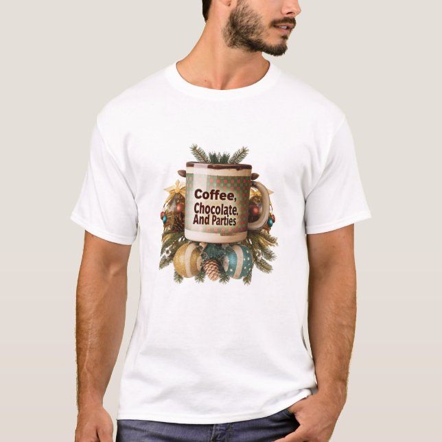 T-shirt "Café, chocolat et fêtes" (Devant)