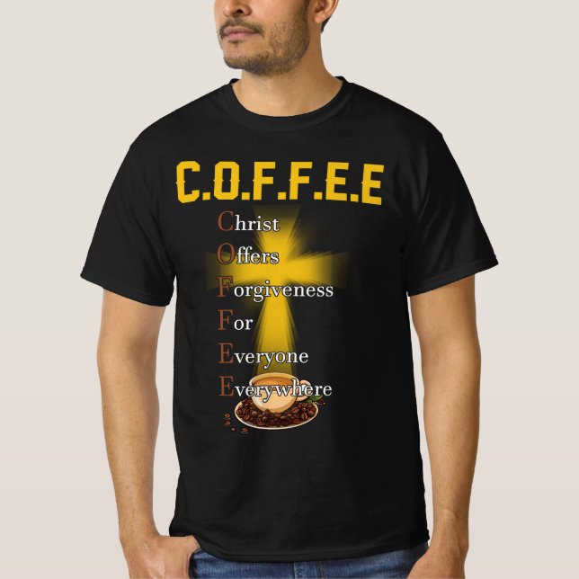 T-shirt Café Christ Offre Le Pardon À Tous Jamais (Devant)