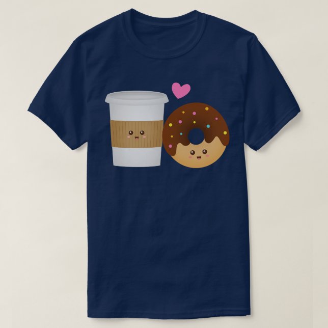 T-shirt Café Cute Et Donut Parfait Ensemble (Design devant)