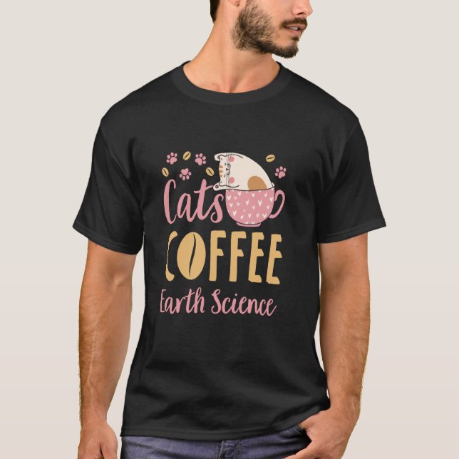 T-shirt Café de chat de science de la Terre (Devant)