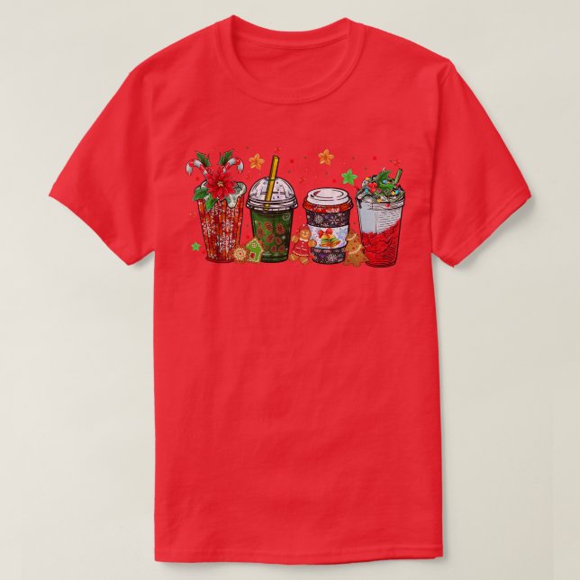 T-shirt Café de Noël, Snowmen Peppermint Rouge Iced Swee (Design devant)